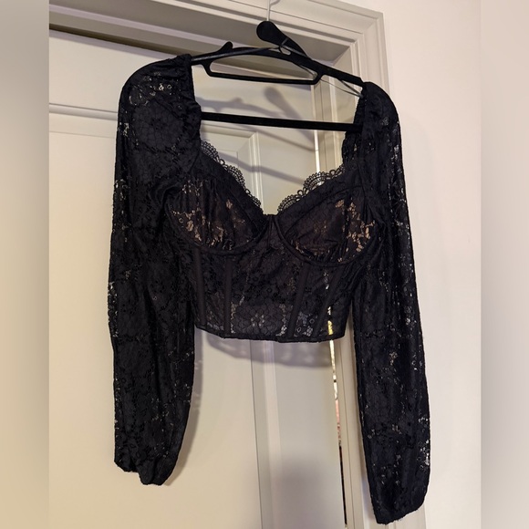 Lush Tops - VICI Elegant Black Lace Women's Top